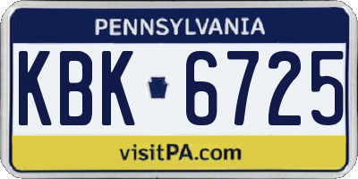 PA license plate KBK6725