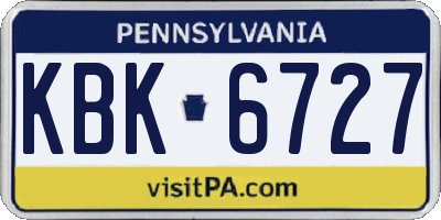 PA license plate KBK6727