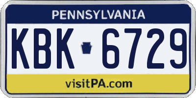 PA license plate KBK6729