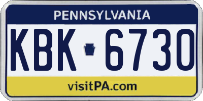 PA license plate KBK6730