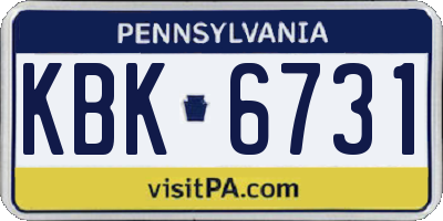 PA license plate KBK6731