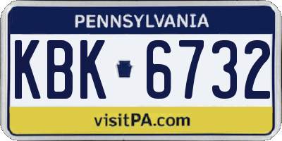 PA license plate KBK6732