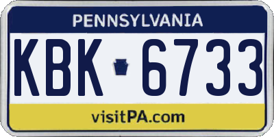 PA license plate KBK6733