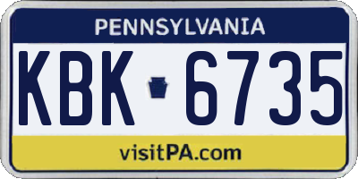 PA license plate KBK6735