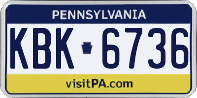 PA license plate KBK6736