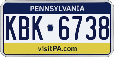 PA license plate KBK6738