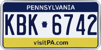 PA license plate KBK6742