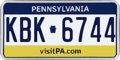 PA license plate KBK6744