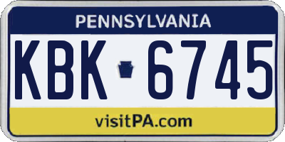 PA license plate KBK6745