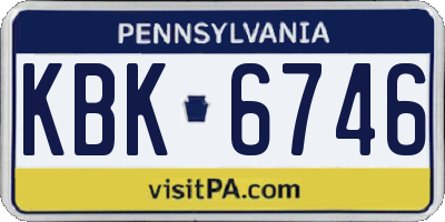 PA license plate KBK6746