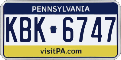 PA license plate KBK6747