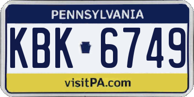 PA license plate KBK6749
