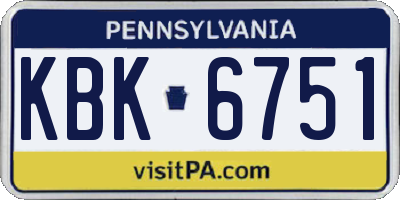 PA license plate KBK6751