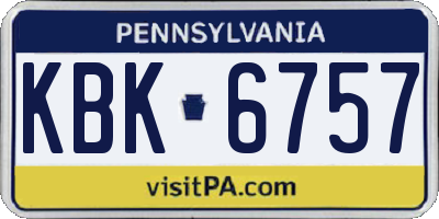 PA license plate KBK6757