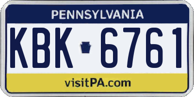PA license plate KBK6761
