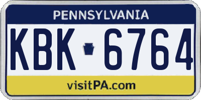 PA license plate KBK6764