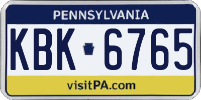 PA license plate KBK6765
