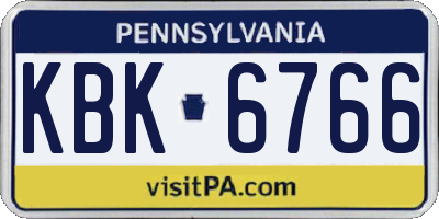 PA license plate KBK6766