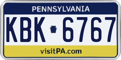 PA license plate KBK6767