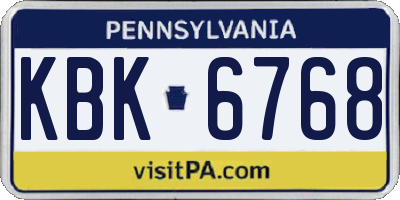 PA license plate KBK6768