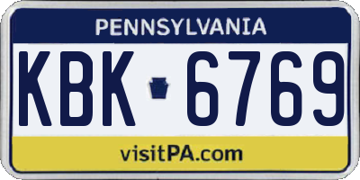 PA license plate KBK6769