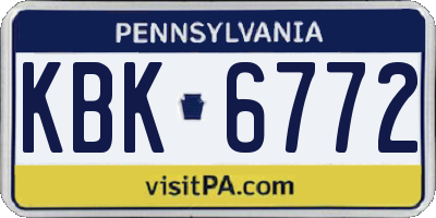 PA license plate KBK6772