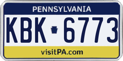 PA license plate KBK6773