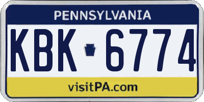 PA license plate KBK6774