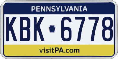 PA license plate KBK6778