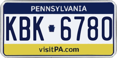 PA license plate KBK6780