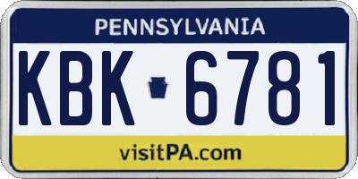 PA license plate KBK6781