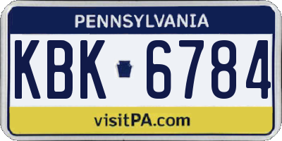 PA license plate KBK6784