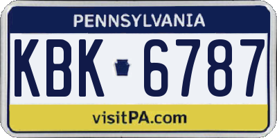 PA license plate KBK6787