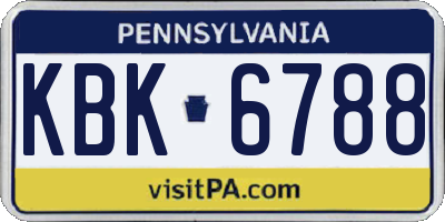 PA license plate KBK6788