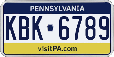 PA license plate KBK6789