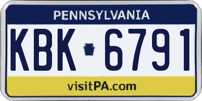 PA license plate KBK6791
