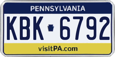 PA license plate KBK6792