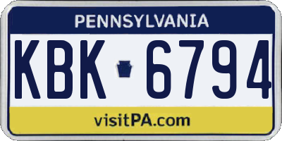 PA license plate KBK6794