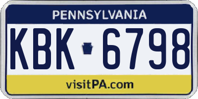 PA license plate KBK6798