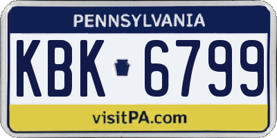 PA license plate KBK6799