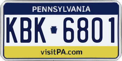 PA license plate KBK6801