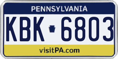 PA license plate KBK6803