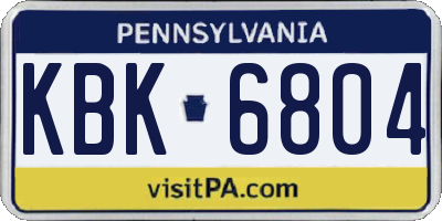 PA license plate KBK6804