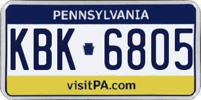 PA license plate KBK6805
