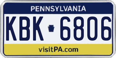 PA license plate KBK6806