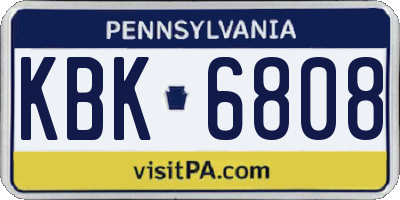 PA license plate KBK6808
