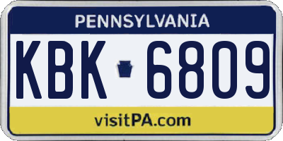 PA license plate KBK6809