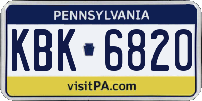 PA license plate KBK6820