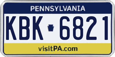 PA license plate KBK6821