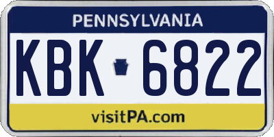 PA license plate KBK6822